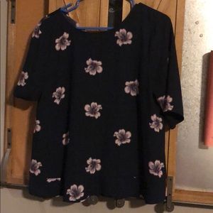 Ann Taylor Navy Floral Blouse